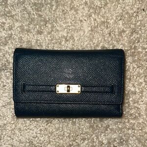 MCM Navy Wallet  with Gold Accent